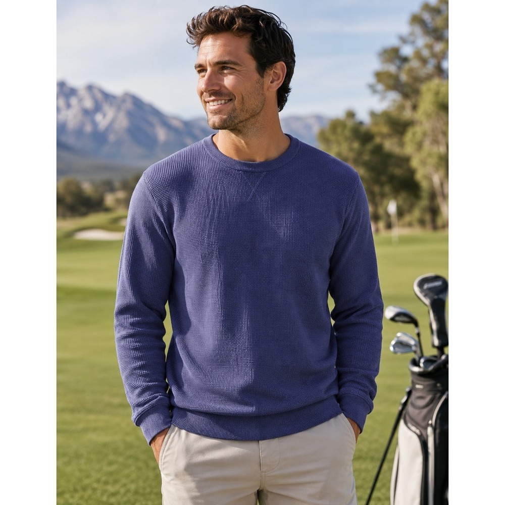PING Men's Large Blue Cotton Golf Sweater Classic Pullover MADE IN USA -324